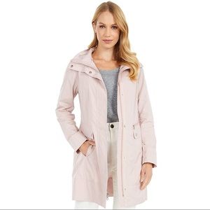 Cole Haan Pink Packable Raincoat with Retractable Hood - Size Small